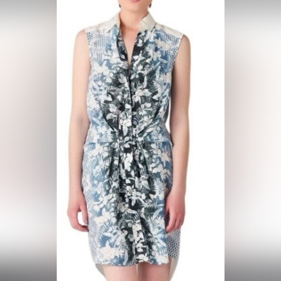 Alexander Wang Dresses & Skirts - Alexander Wang floral tropical print button down silk shirt dress